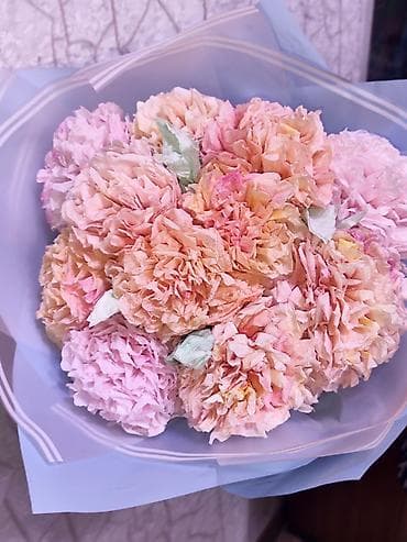 бутон: Букет ручной работы из Гвоздик(диантус)🌺🪷💐из гофрированной бумаги в — 6