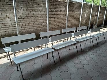 Мебель: Скамейка Металл, Со спинкой, Без крыши — 1