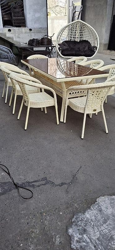 стол жана отургуч: Бакча эмерек комплекти, Креслолор, Ротанг — 3