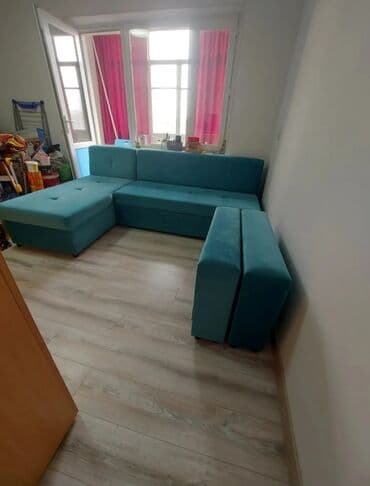 диваны турецкой: Угловой диван с обивкой приятного бирюзового цвета. Диван — 5