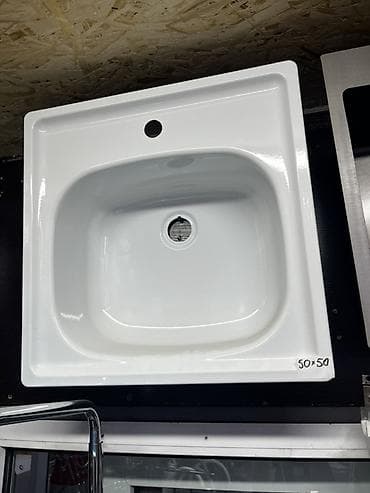 Ванна үчүн раковина, Өзгөчөлүктөрү: Жылтырак, Квадрат формасы, Материалы: Керамика