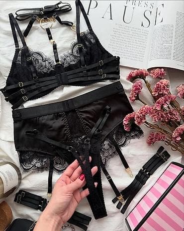 Юбки: Комплект, Стринги, Сатин, С кружевом — 5