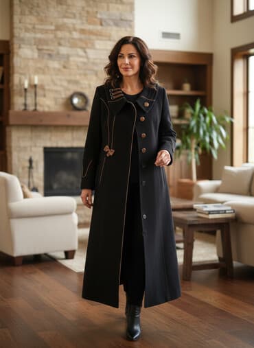 Пальто, Осень-весна, Кашемир, Длинная модель, XL