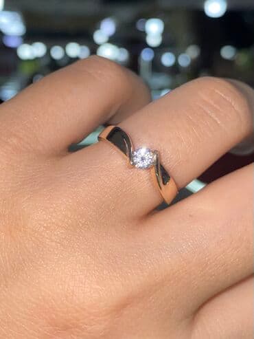 купить свадебное платье недорого: Кольцо, Проба 585, Женские, Фианит, Новый — 1