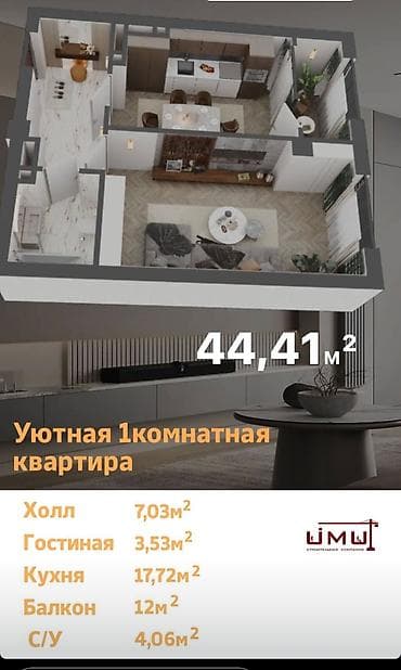 земл: 1 комната, 44 м², Элитка, 5 этаж, Готовая ПСО (под самоотделку) — 2
