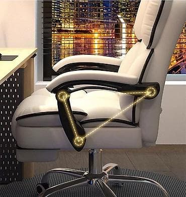 office table: Игровое кресло, Новый, С колесиками, цвет - Серый, Экокожа — 3