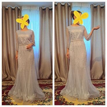 Вечернее платье, Русалка, Длинная модель, С рукавами, Стразы, M