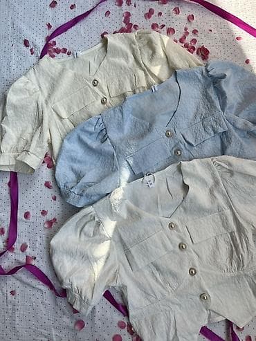 Блузка, Однотонный, Укороченная модель