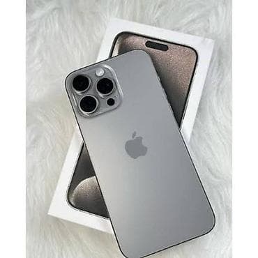 IPhone 15 Pro Max, Б/у, 256 ГБ, Natural Titanium, Коробка, 80 %