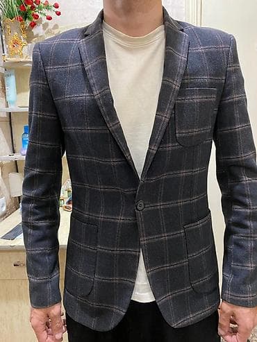 черный джинсы: Мужской пиджак в клетку. - Цвет: тёмно‑серый/графит с тонкой — 2