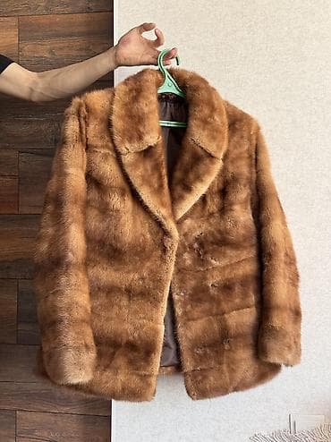 норковая шаль: Шуба из натурального меха (норка) в насыщенном карамельно‑рыжем — 1