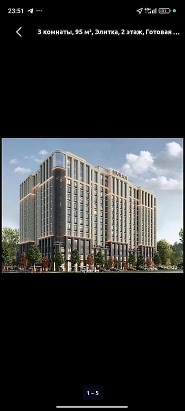 суточные гостиницы в нарыне: 3 комнаты, 95 м², Элитка, 2 этаж, Готовая ПСО (под самоотделку) — 1