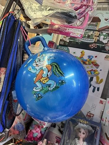 джусс боллы: Прыгун-мяч с ручкой для детей - Яркий синий мяч-«попрыгун» с удобной — 1