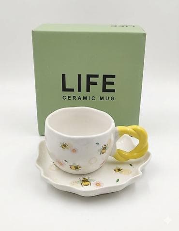 Керамический набор для чая/кофе LIFE: чашка с блюдцем в подарочной