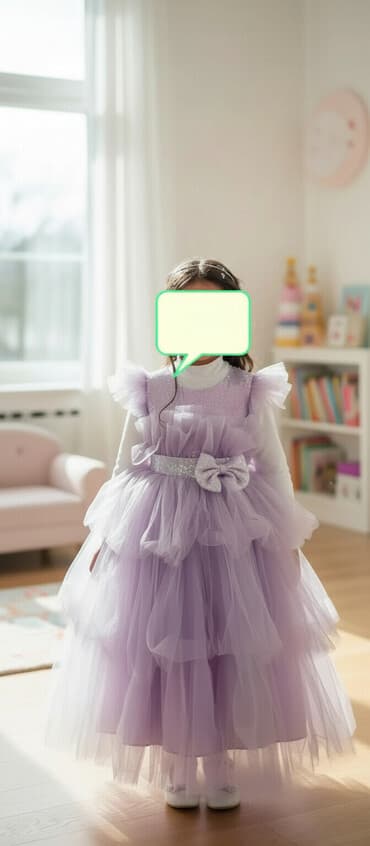 тренировочные платья для бальных танцев: Детское платье, цвет - Фиолетовый, Новый — 1