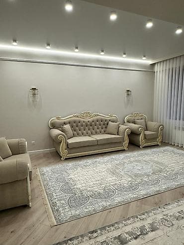 велюровое: Комплект мягкой мебели, цвет - Бежевый — 2