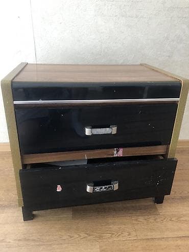 узкие прикроватные тумбочки ширина 20: Прикроватная тумба, Без зеркала, цвет - Черный, ЛДСП — 1