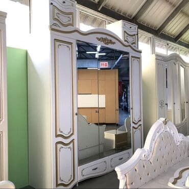 садовая мебель бишкек: Спальный гарнитур, Б/у, Двуспальная кровать, Комод, Тумба, МДФ, Самовывоз, цвет - Белый — 3