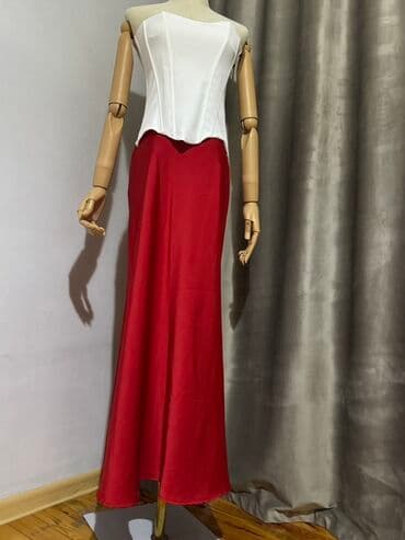 теннисный юбка: Юбка, Модель юбки: Прямая, Макси, Атлас, Высокая талия — 2