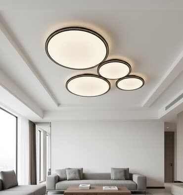 Потолочный светодиодный светильник AKKO STAR круглой формы с черной