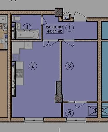 real sight: 2 комнаты, 47 м², Элитка, 6 этаж, Готовая ПСО (под самоотделку) — 1