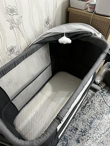 автокресло люлька: Детская приставная кроватка, Без колесиков, цвет - Серый — 5