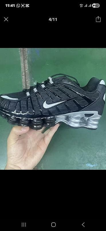 nike tech flece: Кроссовки в стиле Nike Shox TL, цвет черный/серебристый. - Верх — 1