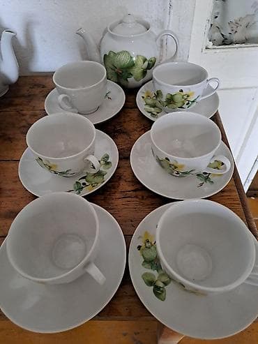 саман пресс: Набор винтажных чайных сервизов из тонкого фарфора с ручной деколью и — 3