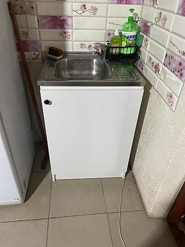 шфанер шкаф: Тумба для кухни, Б/у, С мойкой, Напольная, ДСП, Самовывоз, Платная доставка, цвет - Белый — 1