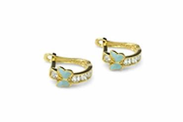 Серьги: 37587 — Серьги из желтого золота 585 пробы с цирконом - Материал — 1