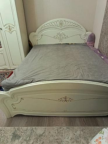 шкафы мебель: Спальный гарнитур, Б/у, Комод, Двуспальная кровать, Тумба, Белоруссия, МДФ, цвет - Белый — 3