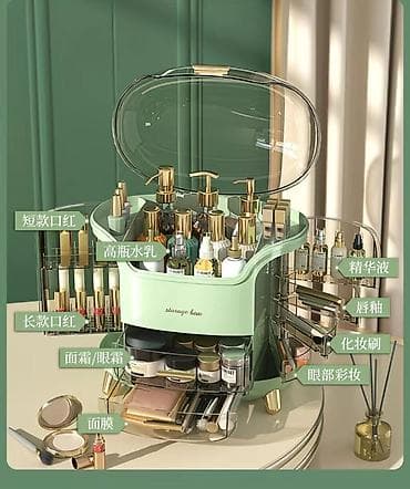 мед одежда: Органайзер для косметики с пылезащитным куполом - Вместительная — 4