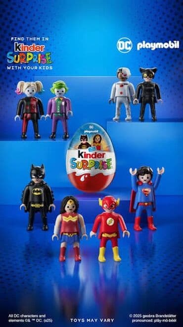 бишкек оптом детская одежда: Игрушки/фигурки Kinder Surprise DC Playmobil. Цена за одну фигурку - — 1