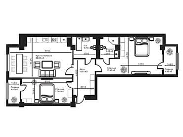 авеню: 3 комнаты, 110 м², Элитка, 8 этаж, Готовая ПСО (под самоотделку) — 2