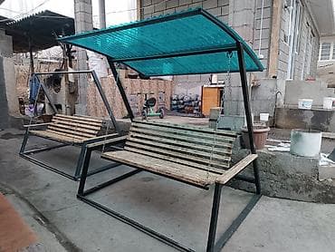 Садовые качели Металл, Со спинкой, С крышей