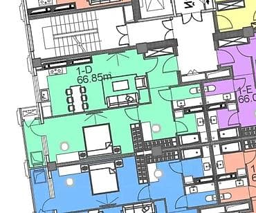 2 комнаты, 66 м², Кок-Жар мкр Элитка, 10 этаж, ПСО (под самоотделку) — 4