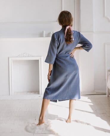 домашние халаты больших размеров: Халат, Вафельное полотно, XS, S, M — 5