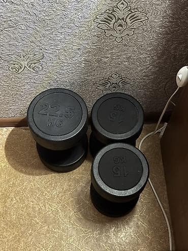 Спорт и отдых: Гантели профессиональные, монолитные, с резиновым покрытием дисков и — 2