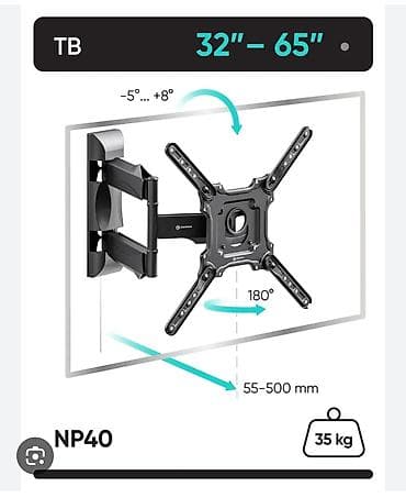 8: Кронштейн для ТВ NP40 - Совместимость с диагоналями: 32"–65" - — 1