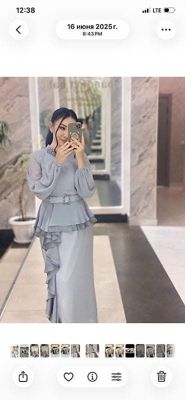 fix gray: Вечернее платье, Классическое, Длинная модель, С рукавами, M, L — 1