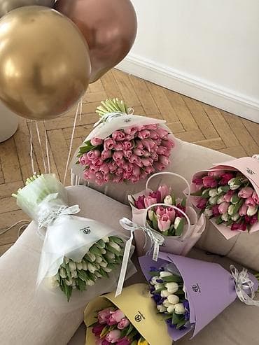 Канцтовары: Тюльпаны срезанные — букетами,корпоративные букеты коллегам на — 5