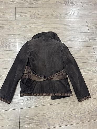 замшевые женские пиджаки: Кожаная куртка, Классическая модель, Замша, Приталенная модель, S — 2