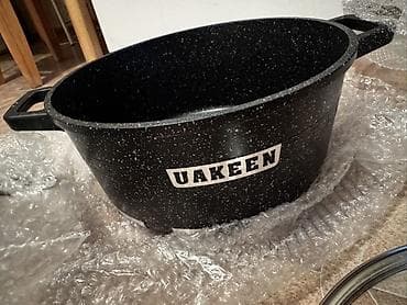Кастрюля Uakeen с антипригарным мраморным покрытием + стеклянная Одна — 1