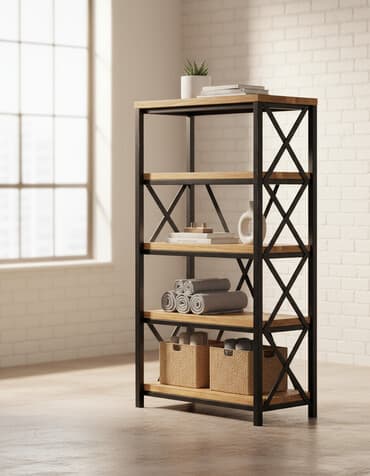 шкаф книжный офисный цена: Стеллаж в стиле лофт с металлическим каркасом черного цвета и полками — 1