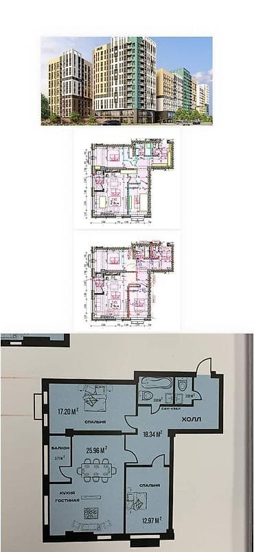 квартира для жилья: Строится, 3 комнаты, 82 м² — 1