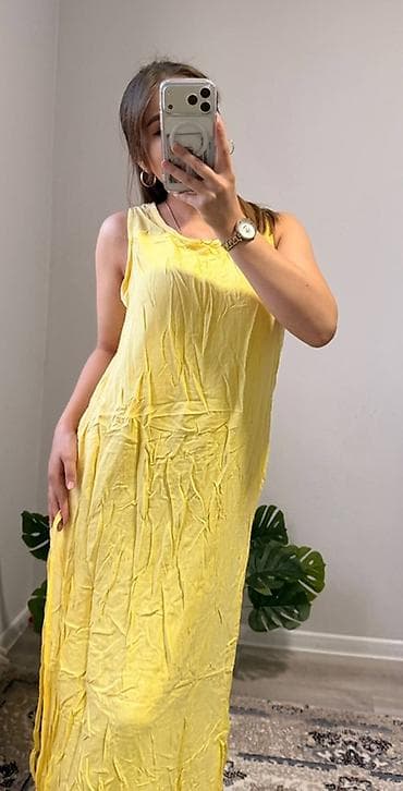 zara hm: Платье-макси без рукавов ZARA - Легкое длинное платье прямого кроя - — 2