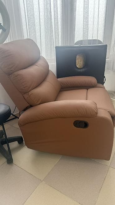 кожанная мягкая мебель: Реклайнер, цвет - Коричневый — 2
