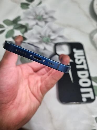 apple x: IPhone 12, Б/у, 64 ГБ, Синий, Чехол, 93 % — 2