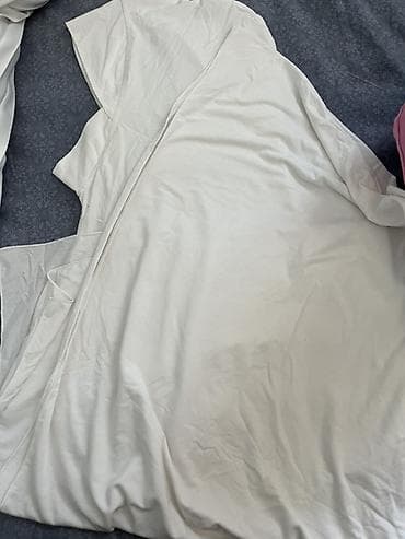 Белая накидка/кимоно с капюшоном - Свободный крой с широкими