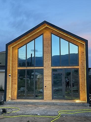 мабилный дом: Каркасно-деревянный дом в современном стиле A-Frame с панорамным — 4